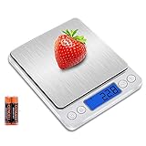 キッチンスケール はかり デジタル[最新 精密電子はかり 計量器 電子天秤 0.1gから3.0kgまで コンパクト 計量可能風袋引き機能 オ