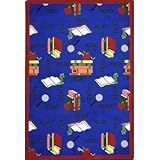 Joy Carpets Kid Essentials Language & Literacy Oval Spanish Bookworm Rug Blue 5'4 x 7'8 [並行輸入品]