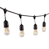 Zuoqi 24 Feet Outdoor String Lights Weatherproof Commercial Grade Outdoor Lights with 12 Hanging Soc