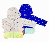 mother goose パーカー ドット 水玉 切り替えし(80cm/90cm/100cm/110cm) (80cm, ブルー)[K024]