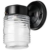 Sunlite ODI1040 7-Inch Wall Mount Jar Outdoor Fixture, Black Finish with Clear Glass by Sunlite [並行輸