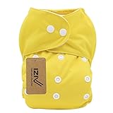 iZiv新生児1厚いおむつ付きオーガニック幼児防水/調整/再利用可能/洗えるポケット布おむつのフィット赤ちゃん0.5-3歳（レモンイエロー）