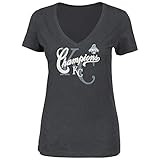 MLB Kansas City RoyalsレディースCurveball半袖VネックTシャツ、XXL、チャコールヘザー