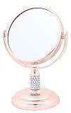 Danielle Enterprises 4X Magnification Dual Sided Crystal Studded Vanity Mirror, Mini, Rose Gold [並行輸