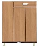 日本製 幅75cm ロータイプシューズボックス センサー付きLEDライト 完成品 (ライトブラウン)