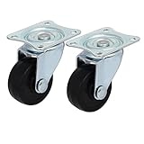 uxcell キャスターホイール　ゴム・ホイール　長方形・スイベルプレート　31.7mm直径　2個入り