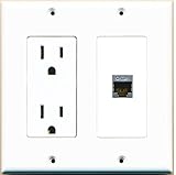 RiteAV – ( 2ギャングDecorative ) 15 A電源コンセントcat6 a壁プレートホワイト