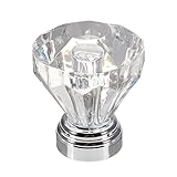 ILS - 4 pieces 25mm Diamond Clear Crystal Glass Door Knobs Drawer Cabinet Cupboard Pull Handle