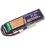 [DCI Guns] 7.4V 2,000mAh 25C-50C Lipo ミニSバッテリー タミヤ 互換 コネクター (2000)