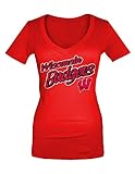 NCAA Wisconsin BadgersコットンVネックTシャツ、XL、レッド