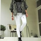 マタニティパンツ ジッパーデザインがおしゃれマタニティスキニーパンツ SOB5016 XL KHAKI(カーキ)