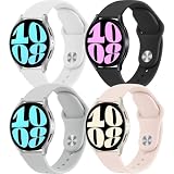 【4セット】for Samsung Galaxy Watch 7/FE/6/5/4 バンド 40mm 44mm/Galaxy Watch 6 classic バンド 47mm 43mm/Galaxy Watch 4 Classic 46mm 42mm/アクティブ 2 レディース/メンズ シリコーン、20mm リストバンド スポーツ ストラップ for Samsung ギャラクシーウォッチ5 Pro 45mm/Galaxy 3 41mm