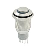 uxcell 押しボタンスイッチ 12V　SPDT　ブルーLEDランプ付　シルバー　250V　AC 3A　取り付け穴径16mm