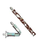 Boy Pacifier Clip Set of 2 in Blue, Brown & Green Stripes and Pirate Skulls by Polka Dot Moon