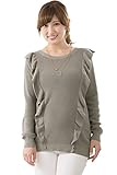 Sweet Mommy ふっくらオーガニックコットン 大人可愛い フロントフリル あったかニット トップス セーター 授乳服 マタニティ／M／ライトカーキ