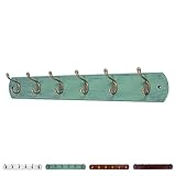 DOKEHOM DKH0166DB アンティークゴールドフック6連(4連と6連有り) 壁掛けフック ウォールハンガー ウッドハンガー 　コート掛け　壁掛け収納　天然木材　ネジ取り付け (全3色ターコイ