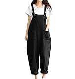 おしゃれ かわいい サロペット オーバーオール オールインワン パンツ レディース ゆったり アウトドア ルームウェアー 部屋着 3 カラー 5 サイズ (ブラック Ｌ)
