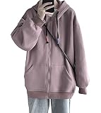 [foveitaa] ジップ パーカー メンズ 秋服 オーバーサイズ 大きいサイズ ゆったり ユニセックス 長袖 春秋服 人気 無地 柔らかい肌触り 快適 トップス スポーツ 男女兼用light purple-L