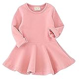 （ハナハナ) HANAHANA ベビー 女の子 フレア ワンピース チュニック フォーマル 柔らか 着心地 春 秋 冬 i039 (80, ピンク)