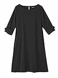 Angeliebe エンジェリーベ マタニティ ワンピース 授乳口 付 ダブル サテン 袖 口 リボン 7分袖 ワンピ 妊婦服 産前 産後 お宮参り 半袖 S ～ M ブラック