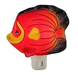 磁器子供夜ライトレッドトロピカル魚形磁器夜間ライト2.5 X 4.5 X 4インチ赤モデル# pn-278