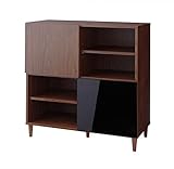 レトロ モダン 収納 シリーズ (NOLDO)　ワイドキャビネット 単品 (ダークブラウン)