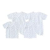 (チャックル) chuckle ベビープリント新生児コンビ肌着&短肌着4点セット【ガーゼ綿100%】 サックス 50-60cm P6071-00-30