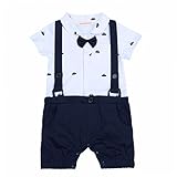 （イーエフイー）EFE ベビーフォーマル 男の子 ベビー服 幼児 赤ちゃん ロンパース カバーオール 新生児 半袖 ストラップ 紳士風 蝶ネクタイ 前開け 出産祝い 結婚式 写真撮影 ネイビーブルー 