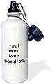3dRose "Real men love poodles" スポーツウォーターボトル 21オンス ホワイト