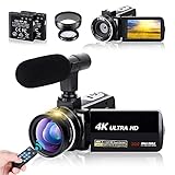 ビデオカメラ4K AMKOV デジタルビデオカメラ ウェブカメラ 3000万画素 18倍デジタルズーム 予備バッテリー*2 3.0インチタッチモニター 270度回転 外付けマイク 広角レンズ付き マクロレンズ付き リモコン付属 日本語説明書 日本語システム 小型 携帯便利