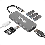 Plugable USB-C ハブ 7-in-1 マルチアダプター Windows Mac Chromebook 互換（4K HDMI、USB 3.0 ポートx3、SD/microSD カードリーダー、92W 充電）USB4、Thunderbolt 3/4 システムでも使用可