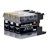 LC12-BK ブラック 3本セット Brother互換インクカートリッジ 互換品 ブラザー用 互換インク 純正品併用 LC12 大容量 残量表示機能付 ICチップ対応 DCP-J940N J740N J540N J925N J725N J525N MFC-J840N J960 710D J860 J810 J6710CDW J6510DW J5910CDW J955 J825N J705