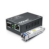 10Gtek ギガビット 光メディアコンバーター 小さいサイズ, シングルモード デュアルLCファイバー 1.25Gb/s 1000Base-LX SFP 付き セット（1310nm 20km）