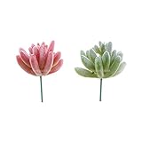 Fenteer DIY素材　人工多肉植物　エケベリア　人工花　3タイプ選べる　　 - ピンクとグリーン