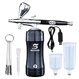 SUTEIRO エアブラシ コンプレッサー セット 充電式 自動電源 on/off エアーブラシ 口径0.3mm ハンドピース エア圧・噴出