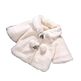 MissとMrベビー服 女の子 子供ケープ 綿服 ポンチョ コート アウターウェア 上着 防寒 ホワイト ピンク 結婚式 七五三 発表会 披露宴 パーティー (80cm, ホワイト)