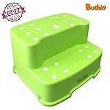[Budsia] Baby Kids Extra-Wide & Tall Jumbo Step Stool with Removable Non-Slip Caps & Rubber Grips / 
