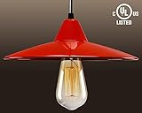 Industry Style Pendant Light Fixture, Vintage Metal Factory Ceiling Hanging Light, LED Light Bulb In