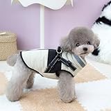 Bornoon 犬 服 冬 ドッグウェア ペット 服 秋冬 防寒 コート 小型犬 犬 ジャケット 秋冬服 可愛い ペット服 犬服 防水 防雪 暖かい 犬 ベスト 裏起毛 防寒 保温 暖かい 冬服 お散歩お出かけ アウター (ホワイト, S)