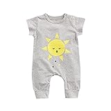 花千束　星月雲　ロンパース　女の子　男の子　ベビー服　カバーオール　子供服　春　夏服　お出かけ/パジャマ　新生児　出産祝い　誕生日/子供の日　プレゼント　66cm-90cm (73, グレー)