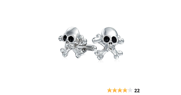 Amazon ブリングジュエリー ステンレススチール製 海賊 スカル クロスボーン ドクロマーク メンズ カフスボタン カフス 通販