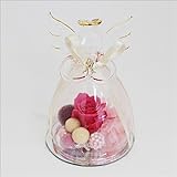 パラボッセオリジナル 天使型プリザ エンジェル ピンク クリアケース入 横幅11cmx11cmx高さ13cm preserved flowers in glass