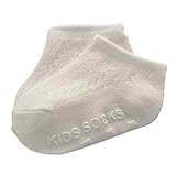 Zafina ベビー　メッシュソックス　滑り止め　薄型 メッシュ　子供靴下　柔らかい　春夏　通気性抜群　可愛い　無地　ショート ソックス (M（２-４歳）, ホワイト)