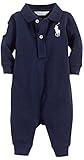 Ralph Lauren(ラルフローレン) ビッグポニー鹿の子ポロカバーオール(Navy) 6M(3-6ヶ月) [並行輸入品]