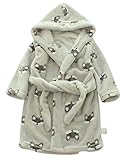 Plus Nao(プラスナオ) ルームウェア 部屋着 バスローブ ガウン アウター フード付き 前開き もこもこ モコモコ ふわもこ 長袖 キッズ 子供 130 キツネ【グレー】