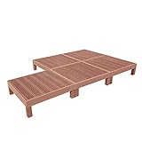 人工木ウッドデッキ 縁台 5点セット 1.25坪 連結用ネジ付 樹脂 デッキ 縁台【2色選択可】 (ブラウン)