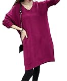 （ルノン）Lunon レディース マタニティ ワンピース Ⅴネック ローズ ピンク スリット 入り 長袖 ニット ワンピ 妊婦服 産前 産後