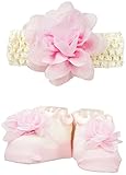 Little Me Baby Glitterチュールレイヤードシフォン花かぎ針編みHeadwrap、ピンク、0 – 12ヶ月