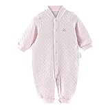 ベビー服 新生児 ロンパース オールインワン 赤ちゃん インナー コットン 春 秋 前開け スナップボタン 子供服 男の子 女の子 (80(9~12ヶ月), ライトピンク)
