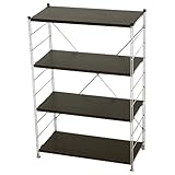 スチールラック シェルフ 木目調棚板 4段 幅850mm ブラウン